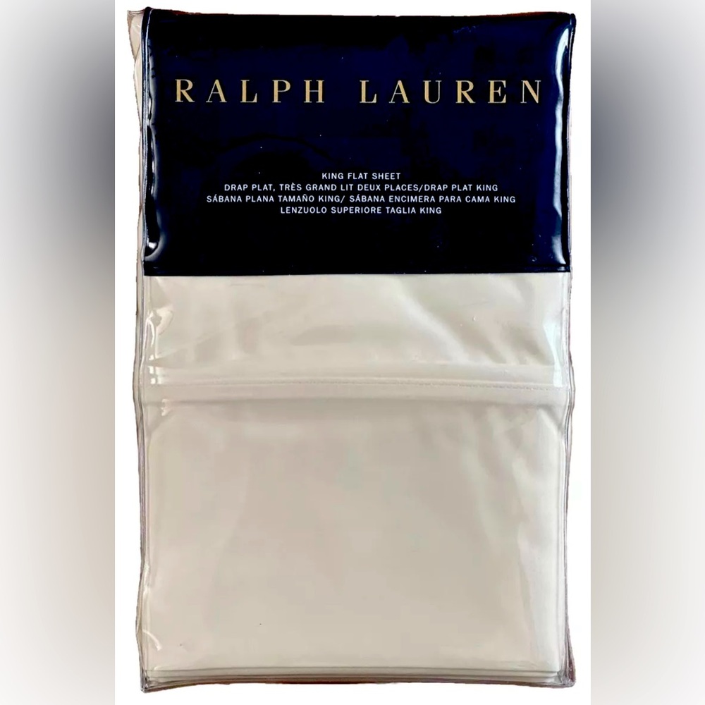 $145 NEW RALPH LAUREN HOME KING FLAT SHEET 464 TC REGATTA CREAM COTTON PERCALE